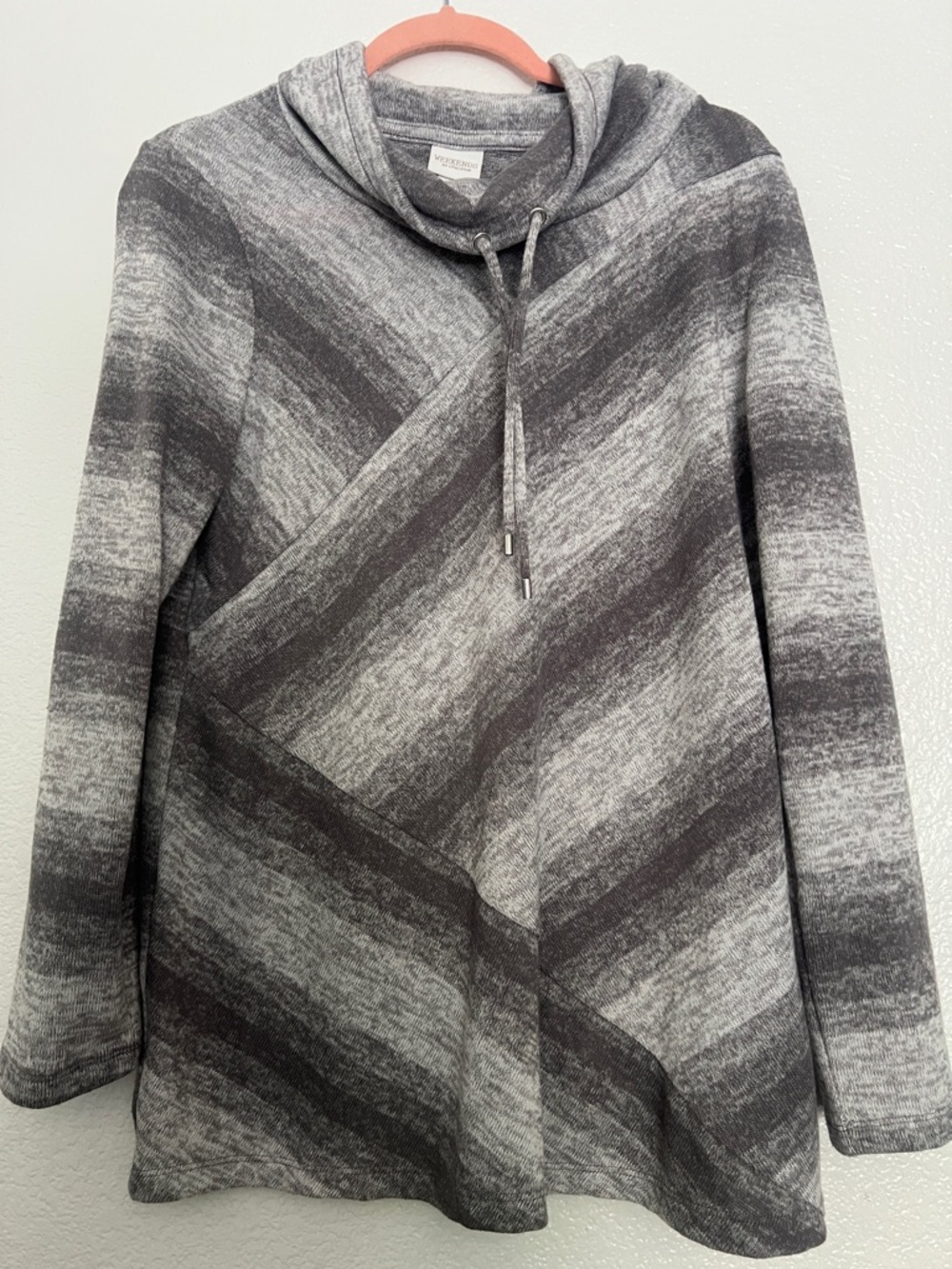 Cozy Gray Ombre Funnel Neck Pullover Sweater